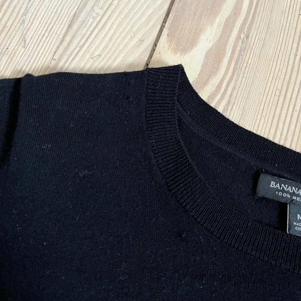 Banana Republic Black 100% Merino‎ Wool Crewneck Sweater Womens Medium casual - Picture 5 of 9